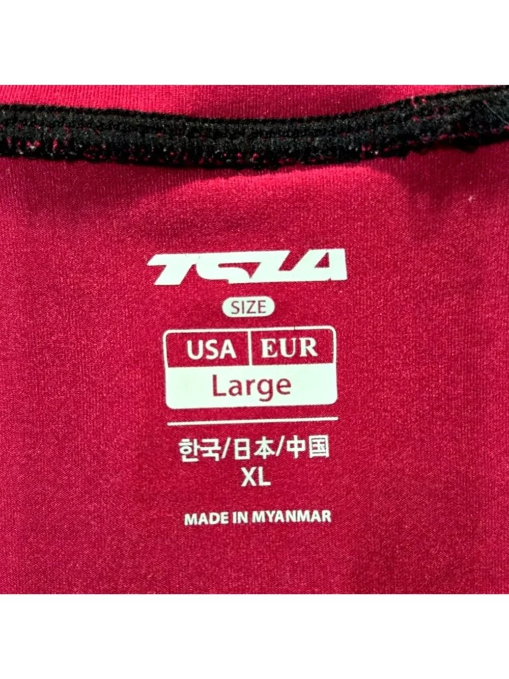 TSLA Youth Long Sleeve Rash Guard Swim Shirt Red Black Large Polyester Elastane